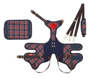 Small dogs and Dachshund | Red & Navy Plaid