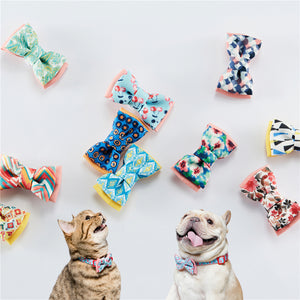 Yellow-Geometry S Size : Colorful Durable Fabric Webbing Dog Collar Bow Tie