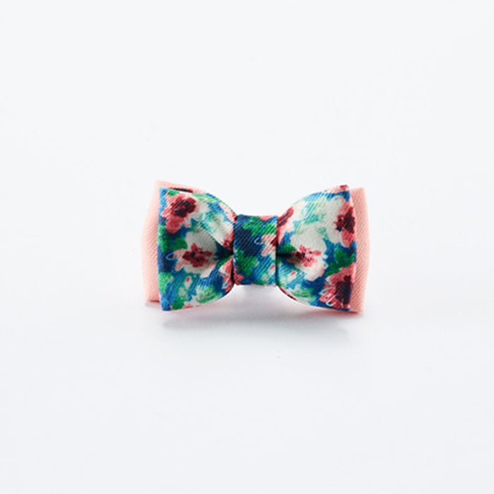 Pink-Flower S Size : Colorful Durable Fabric Webbing Dog Collar Bow Tie