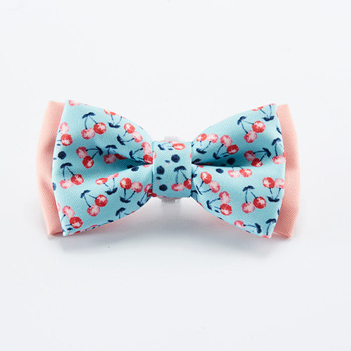 Pink & Sky Blue-Cherry L Size : Colorful Durable Fabric Webbing Cat Collar Bow Tie