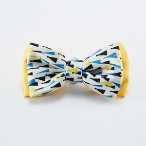 Yellow-Geometry L Size : Colorful Durable Fabric Webbing Cat Collar Bow Tie