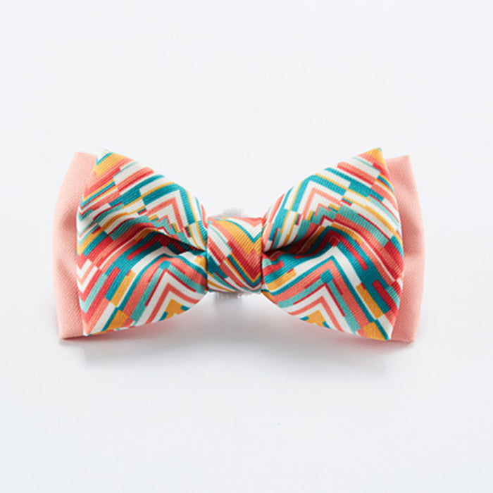 Pink-Stripe L Size : Colorful Durable Fabric Webbing Dog Collar Bow Tie